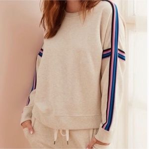 Aerie Sporty Stripe Crew Neck Sweatshirt in Heather Frost
